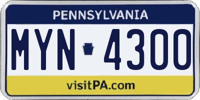 PA license plate MYN4300