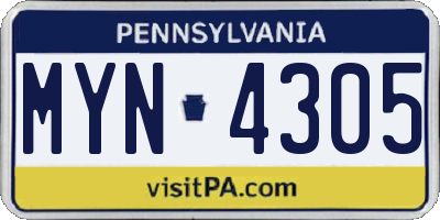 PA license plate MYN4305