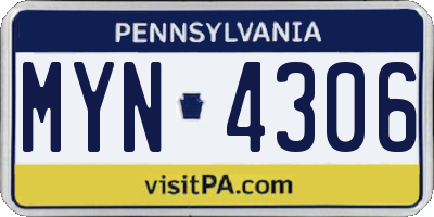 PA license plate MYN4306