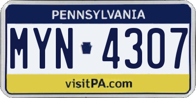 PA license plate MYN4307