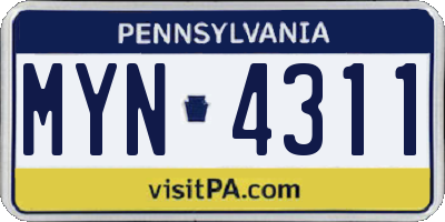 PA license plate MYN4311