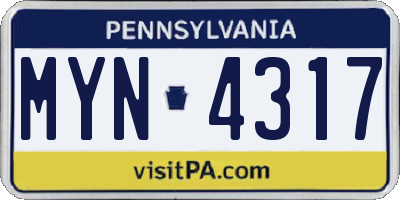 PA license plate MYN4317