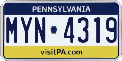 PA license plate MYN4319