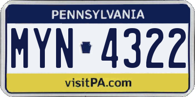PA license plate MYN4322
