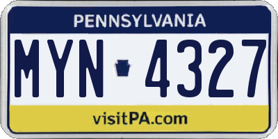 PA license plate MYN4327