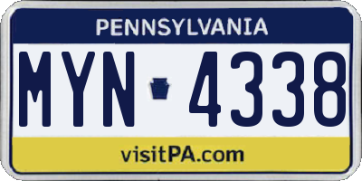 PA license plate MYN4338