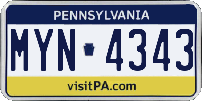 PA license plate MYN4343