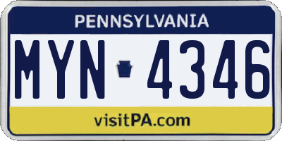 PA license plate MYN4346