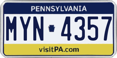 PA license plate MYN4357