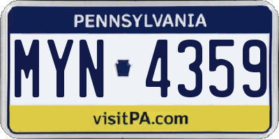 PA license plate MYN4359