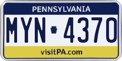 PA license plate MYN4370