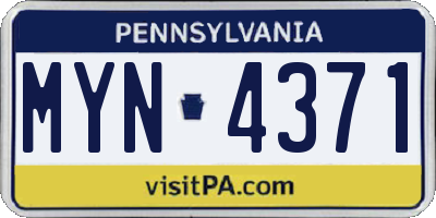 PA license plate MYN4371