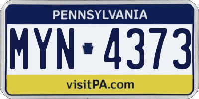 PA license plate MYN4373