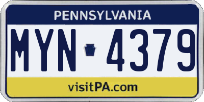 PA license plate MYN4379