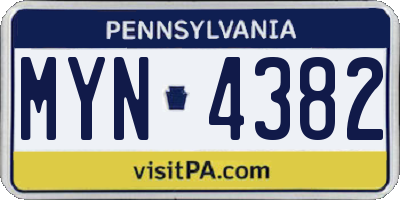 PA license plate MYN4382