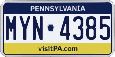 PA license plate MYN4385