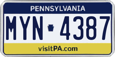 PA license plate MYN4387