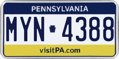 PA license plate MYN4388