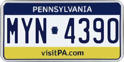 PA license plate MYN4390