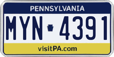 PA license plate MYN4391