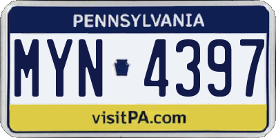 PA license plate MYN4397