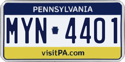PA license plate MYN4401