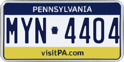PA license plate MYN4404
