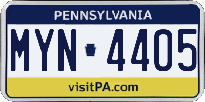 PA license plate MYN4405