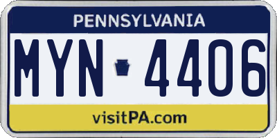 PA license plate MYN4406