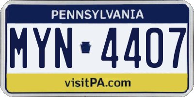 PA license plate MYN4407