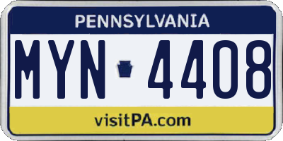 PA license plate MYN4408