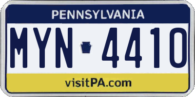 PA license plate MYN4410
