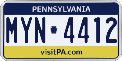 PA license plate MYN4412