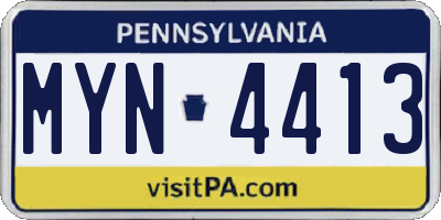 PA license plate MYN4413