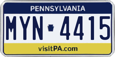 PA license plate MYN4415