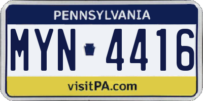 PA license plate MYN4416