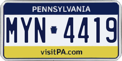 PA license plate MYN4419