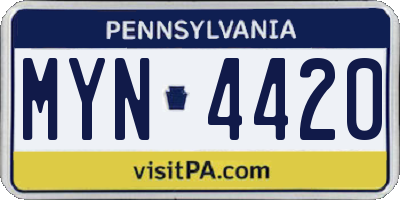 PA license plate MYN4420