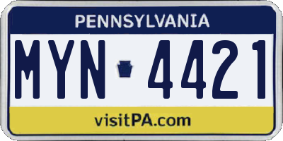 PA license plate MYN4421