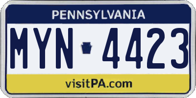 PA license plate MYN4423