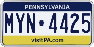 PA license plate MYN4425