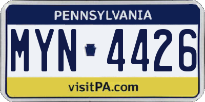 PA license plate MYN4426