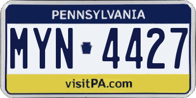 PA license plate MYN4427