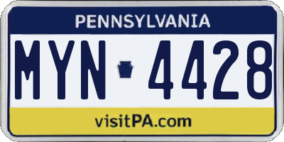 PA license plate MYN4428