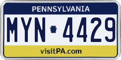 PA license plate MYN4429