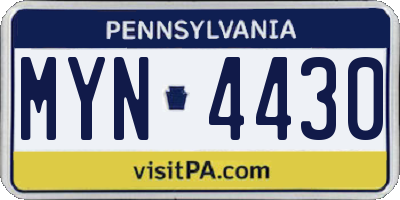 PA license plate MYN4430