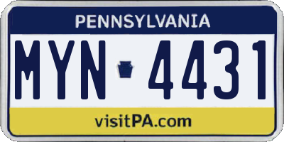 PA license plate MYN4431