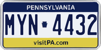PA license plate MYN4432