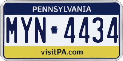 PA license plate MYN4434