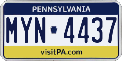 PA license plate MYN4437